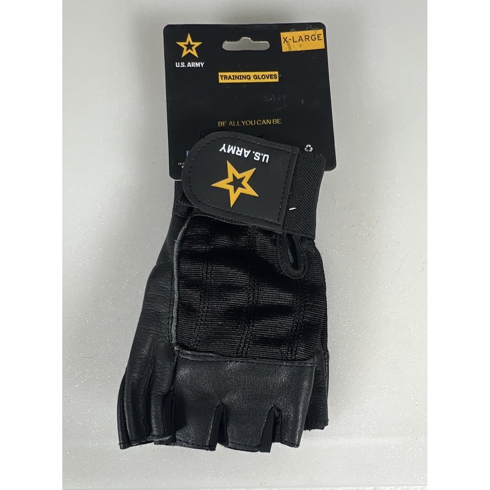 U.S. Army Tactical Fingerless Leather Gloves Black XL UST-2027 Unisex Adults NEW